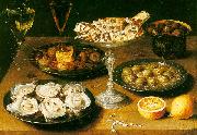 Osias Beert Still Life with Oysters and Pastries oil painting